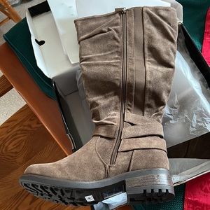 New In Box: Brown, Oil Suede Knee high boots, size 9